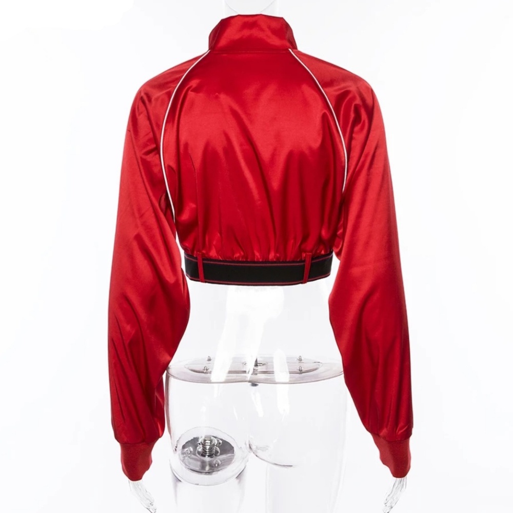 1 LEFT HP - Satin Reflective Cropped Bomber Jacket - Picture 5 of 8